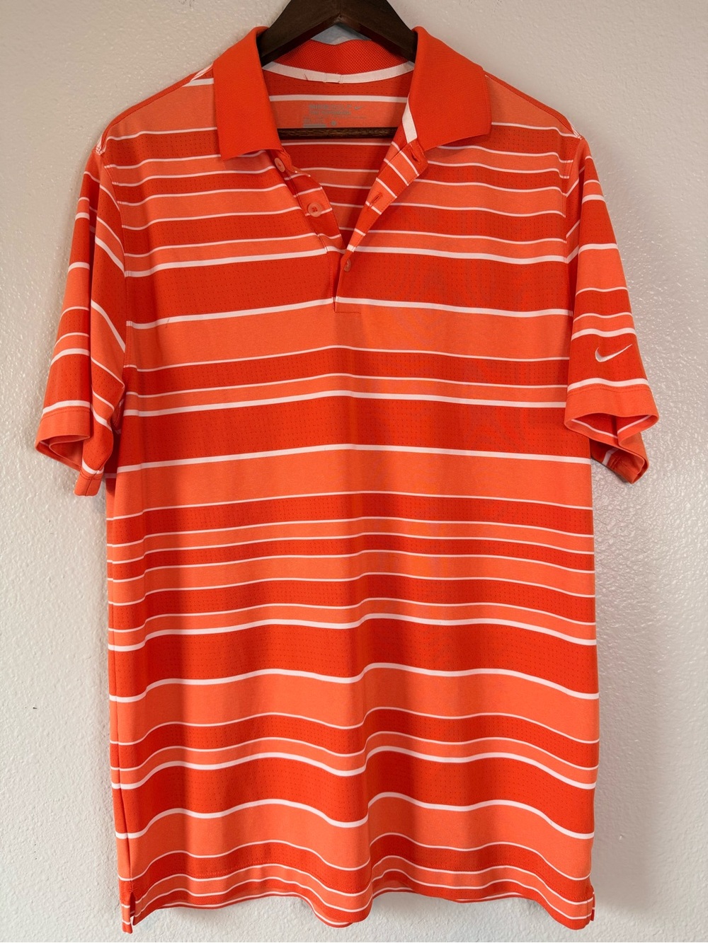 Nike Golf Tour Performance Dri-FIT Orange Striped Polo Shirt Large